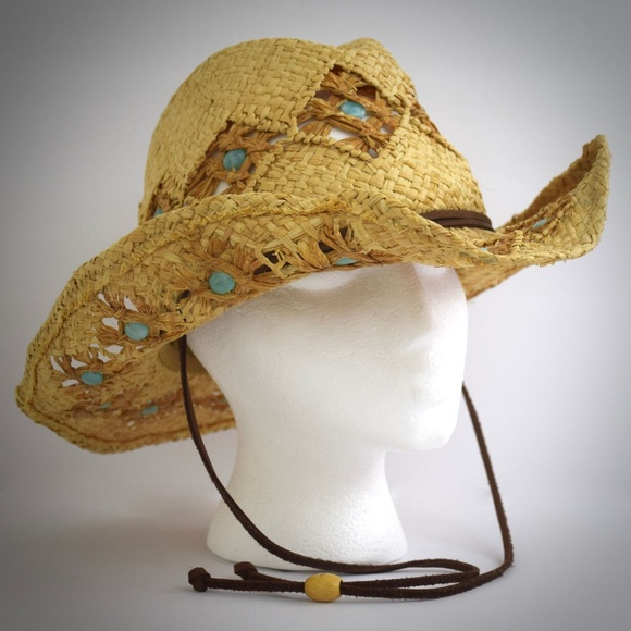 Scala Western Cowboy Sun Hat Woven Natural Fibers - Picture 3 of 8